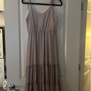 Pink Lily Beige Leopard Print Midi Dress Size Small